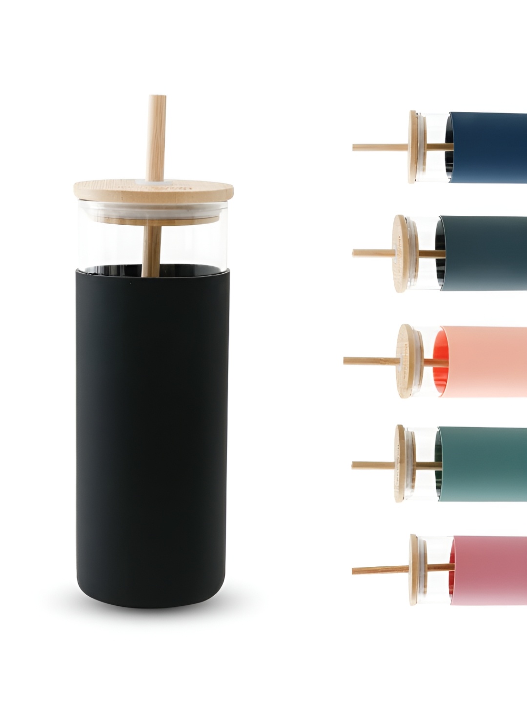 

The Better Home Black Glass Tumbler with Straw & Lid 450ml