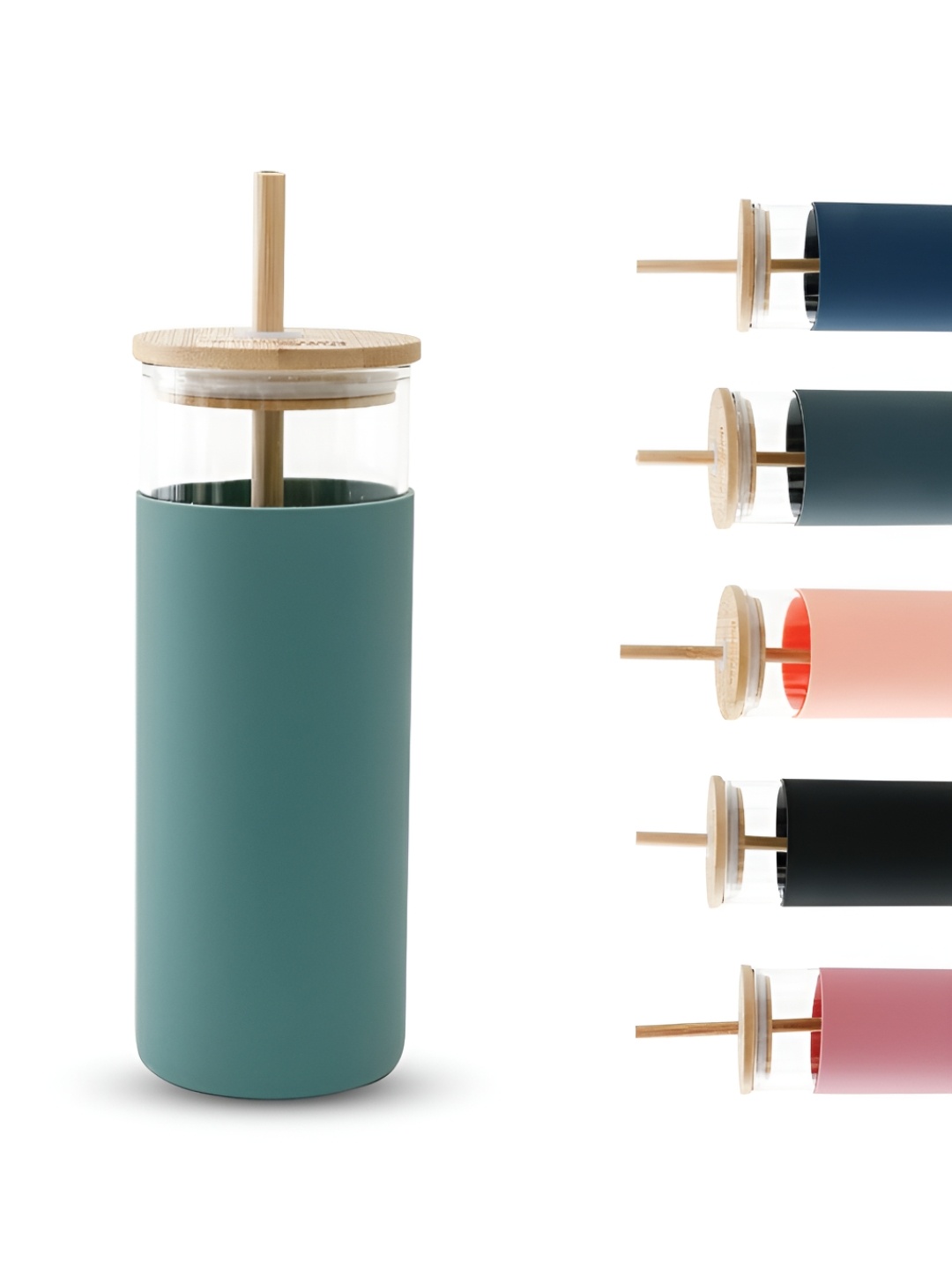 

The Better Home Teal Glass Tumbler with Straw & Lid 450ml