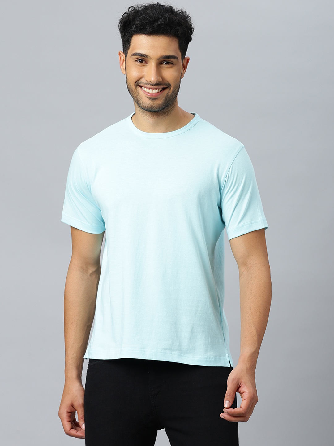 

DON VINO Crew Neck Cotton Slim Fit Tshirt, Blue