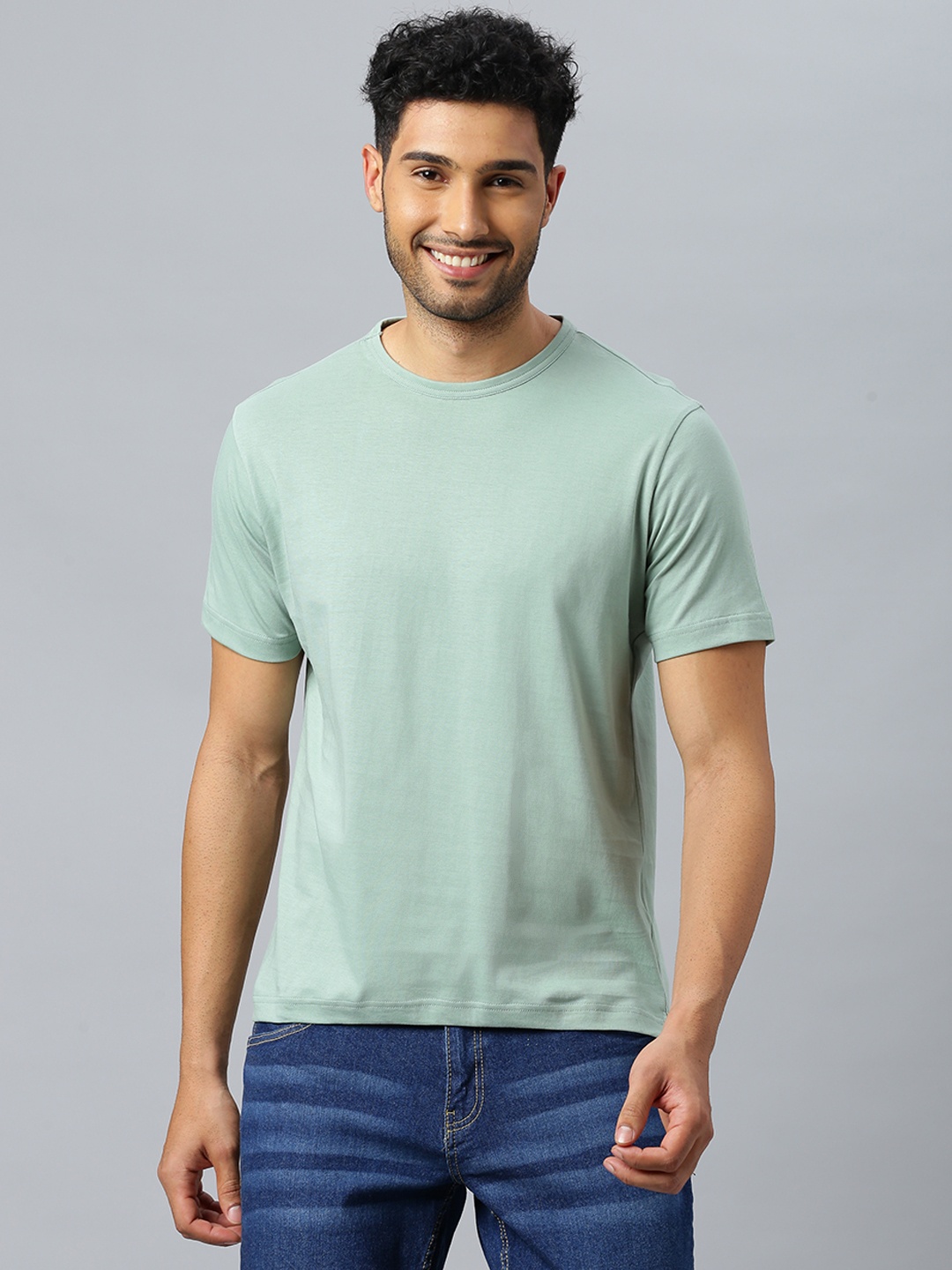 

DON VINO Crew Neck Cotton Slim Fit Tshirt, Green