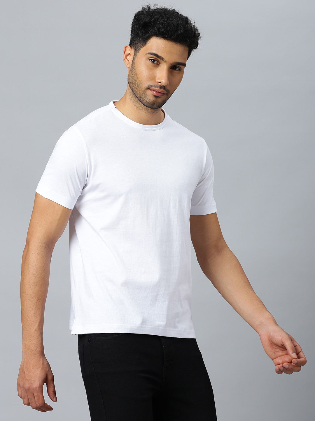 

DON VINO Crew Neck Cotton Slim Fit Tshirt, White
