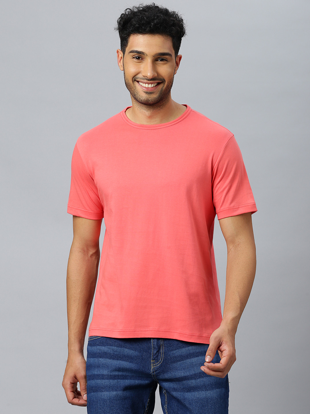 

DON VINO Crew Neck Cotton Slim Fit Tshirt, Red