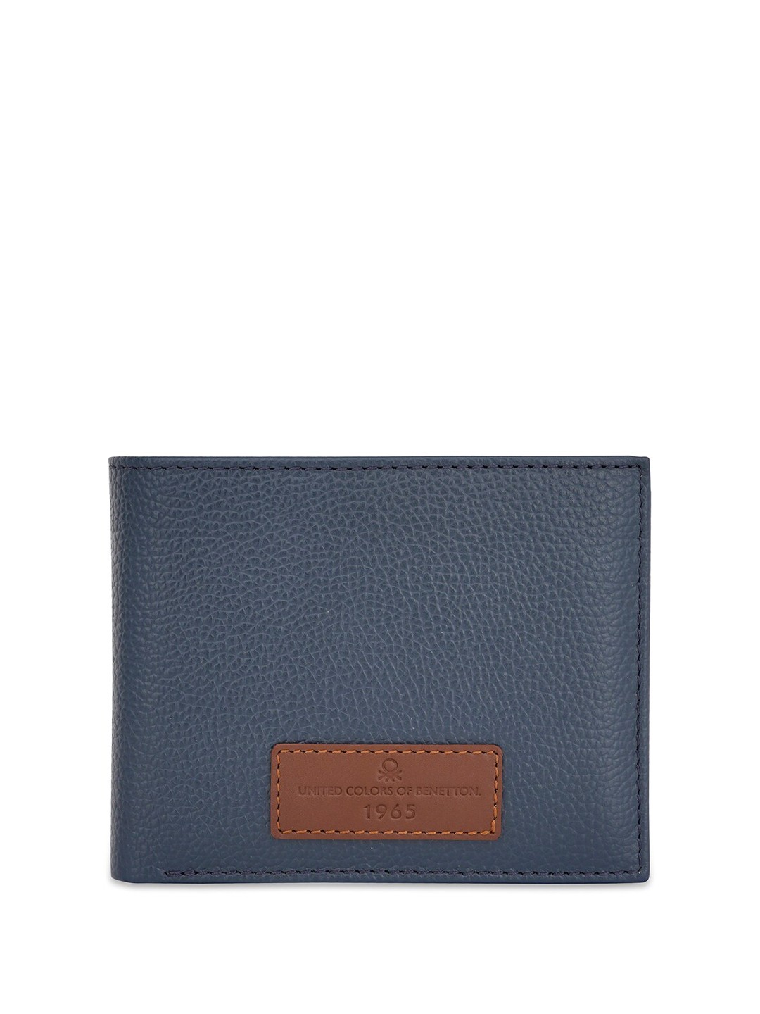 

United Colors of Benetton Men Leather Two Fold Wallet, Navy blue