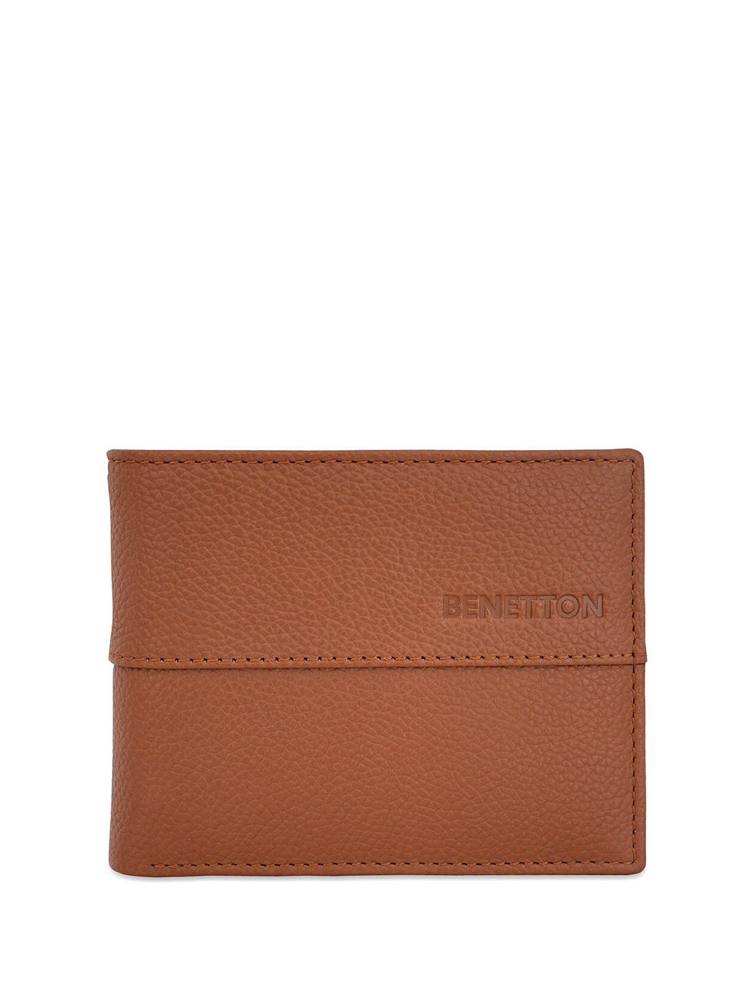 

United Colors of Benetton Men Leather Two Fold Wallet, Tan