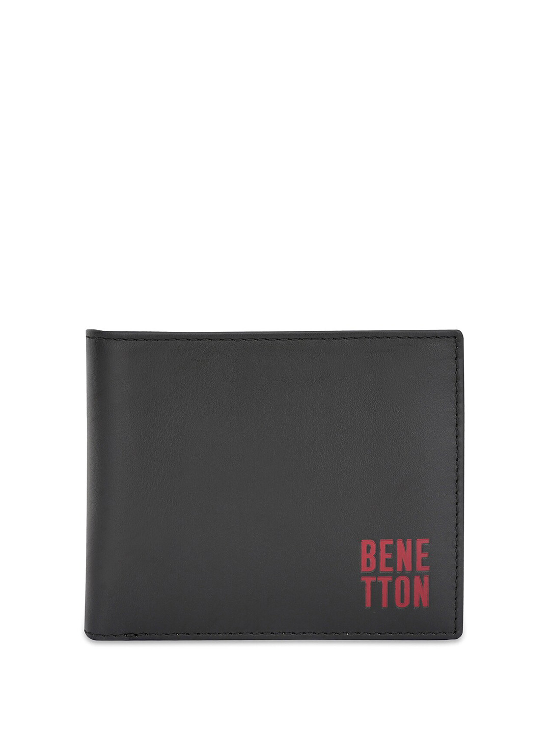 

United Colors of Benetton Men Octavio Leather Two Fold Wallet, Black