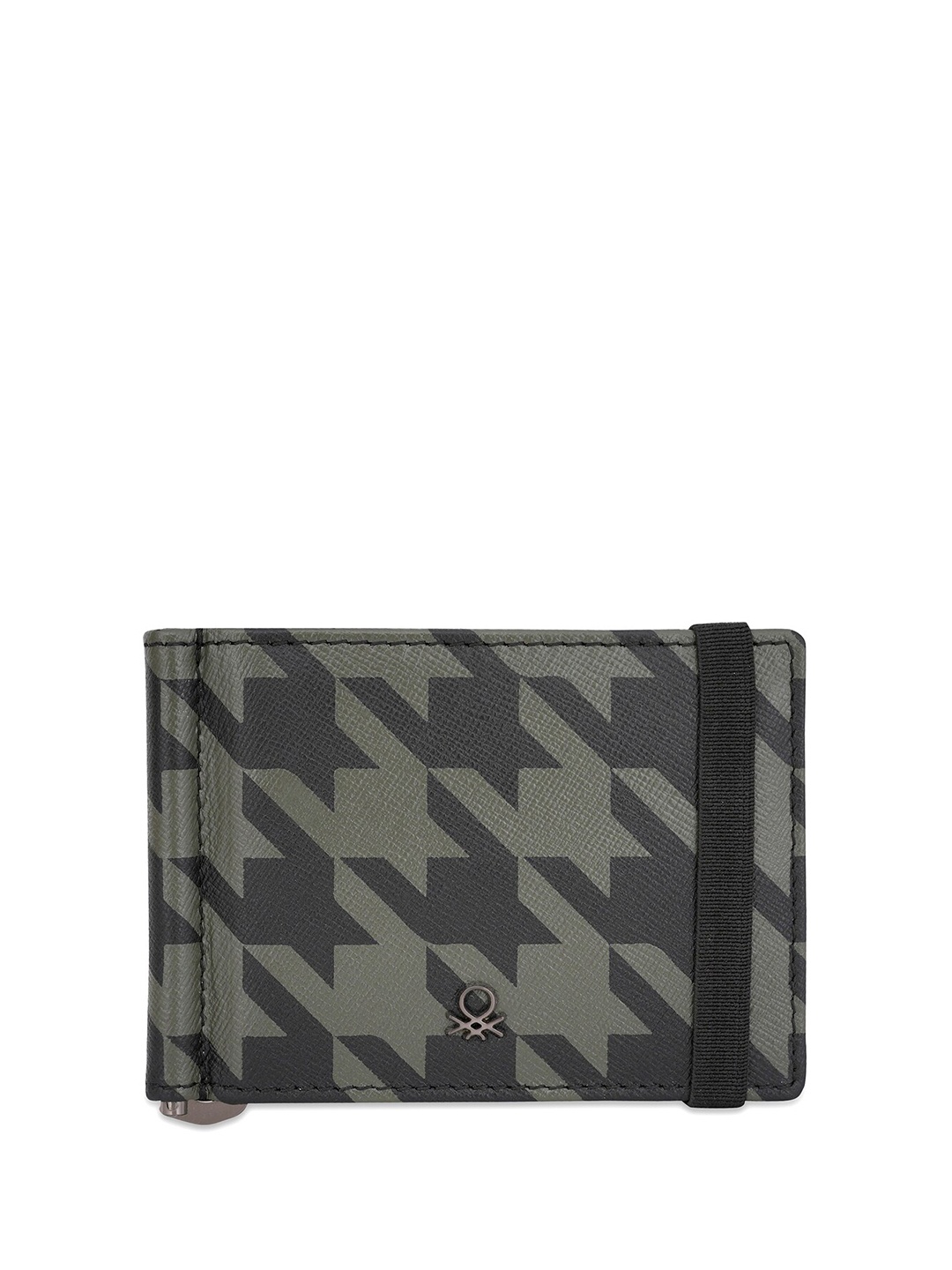 

United Colors of Benetton Men Leather Money Clip, Black