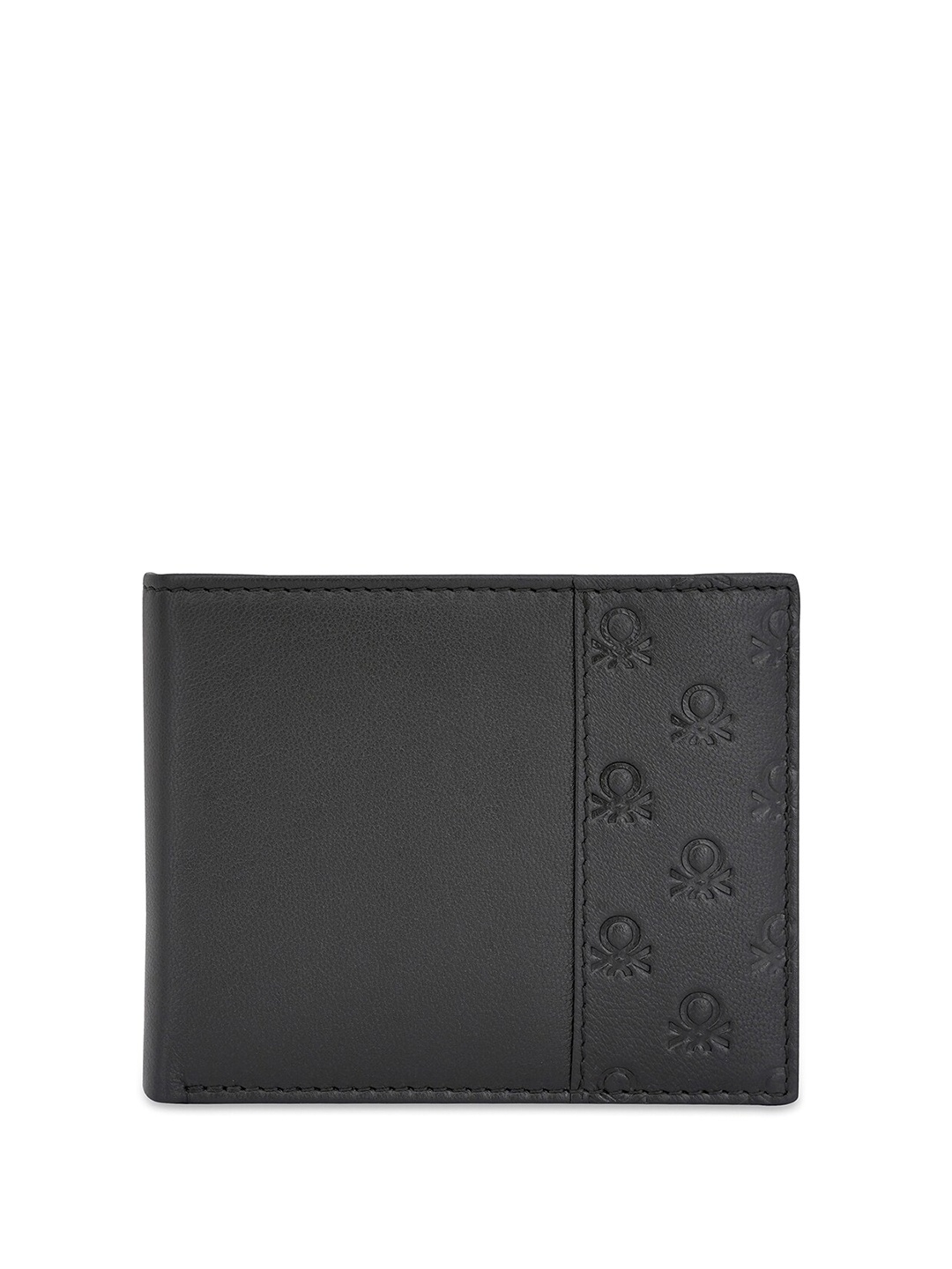 

United Colors of Benetton Men Leather Two Fold Wallet, Black