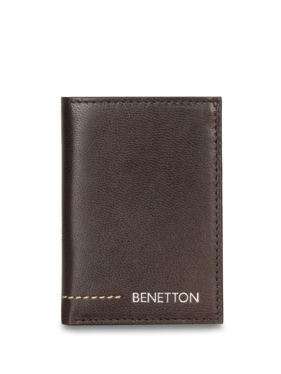 

United Colors of Benetton Men Leather Three Fold Wallet, Brown