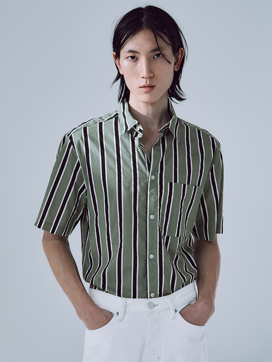 

H&M Regular Fit Short-Sleeved Shirt, Green