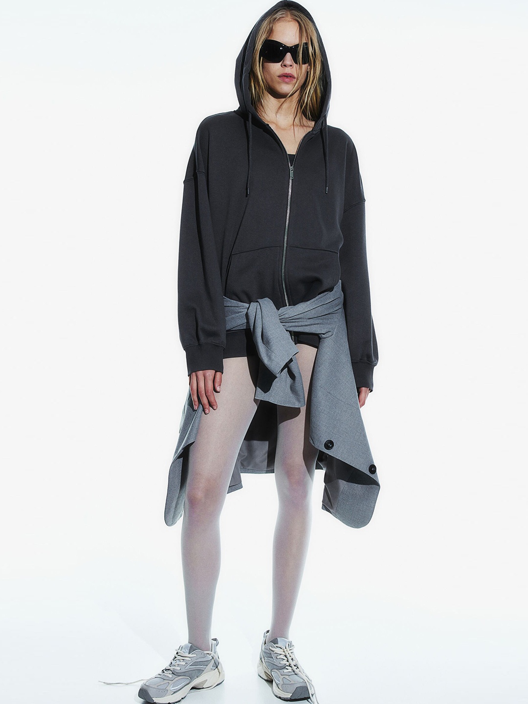 

H&M Oversized Zip-Through Hoodie, Grey