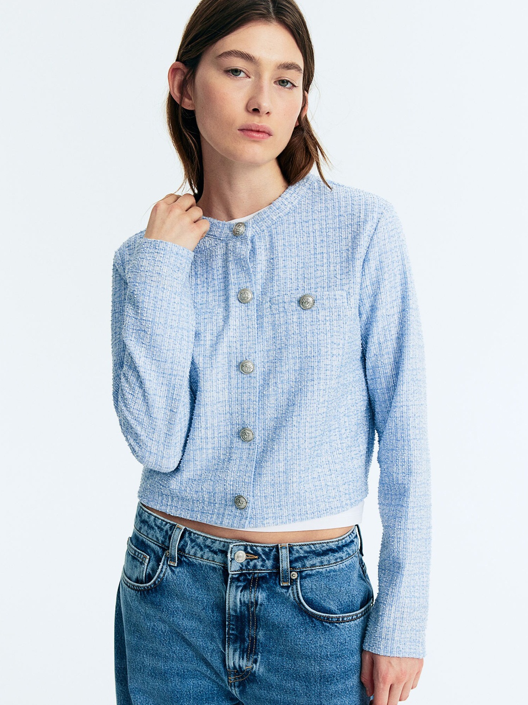 

H&M Textured Cardigan, Blue