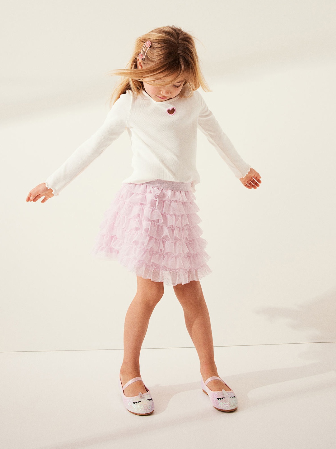 

H&M Girls Ribbed Jersey Top, White