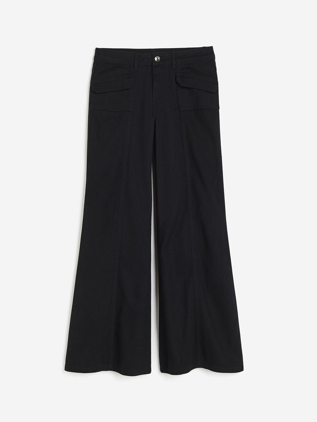 

H&M Wide Twill Trousers, Black