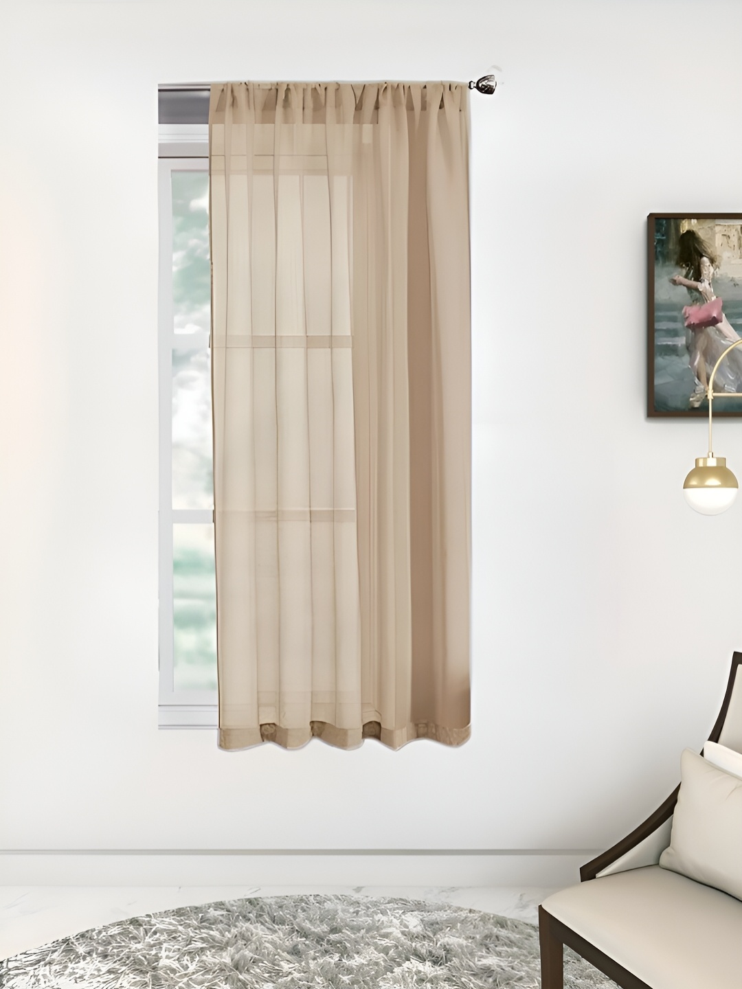 

THE CONVERSION Beige Sheer Window Curtain