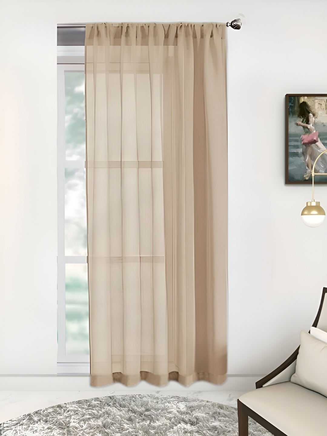 

THE CONVERSION Beige Sheer Long Door Curtain