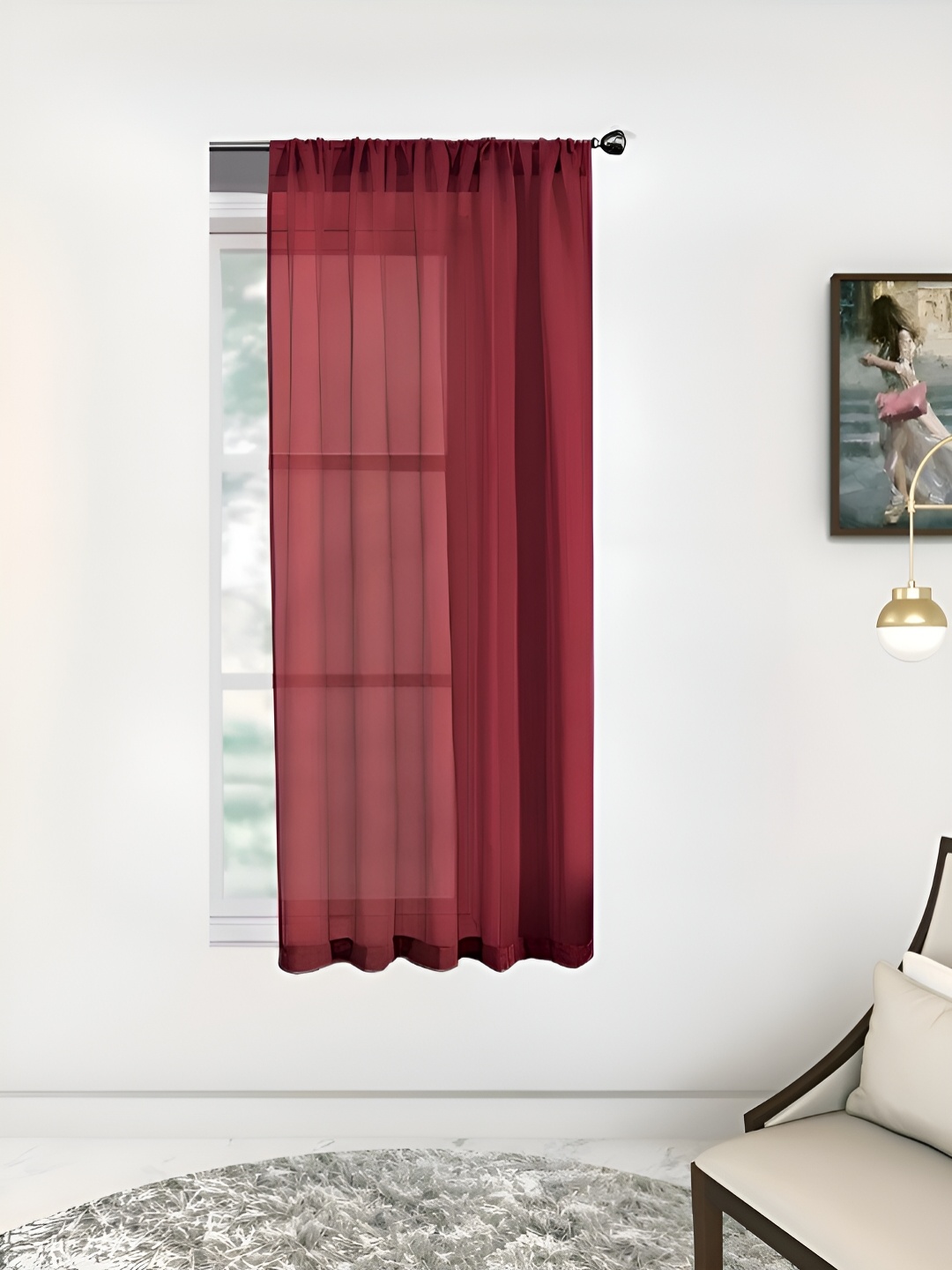 

THE CONVERSION Maroon Sheer Window Curtain
