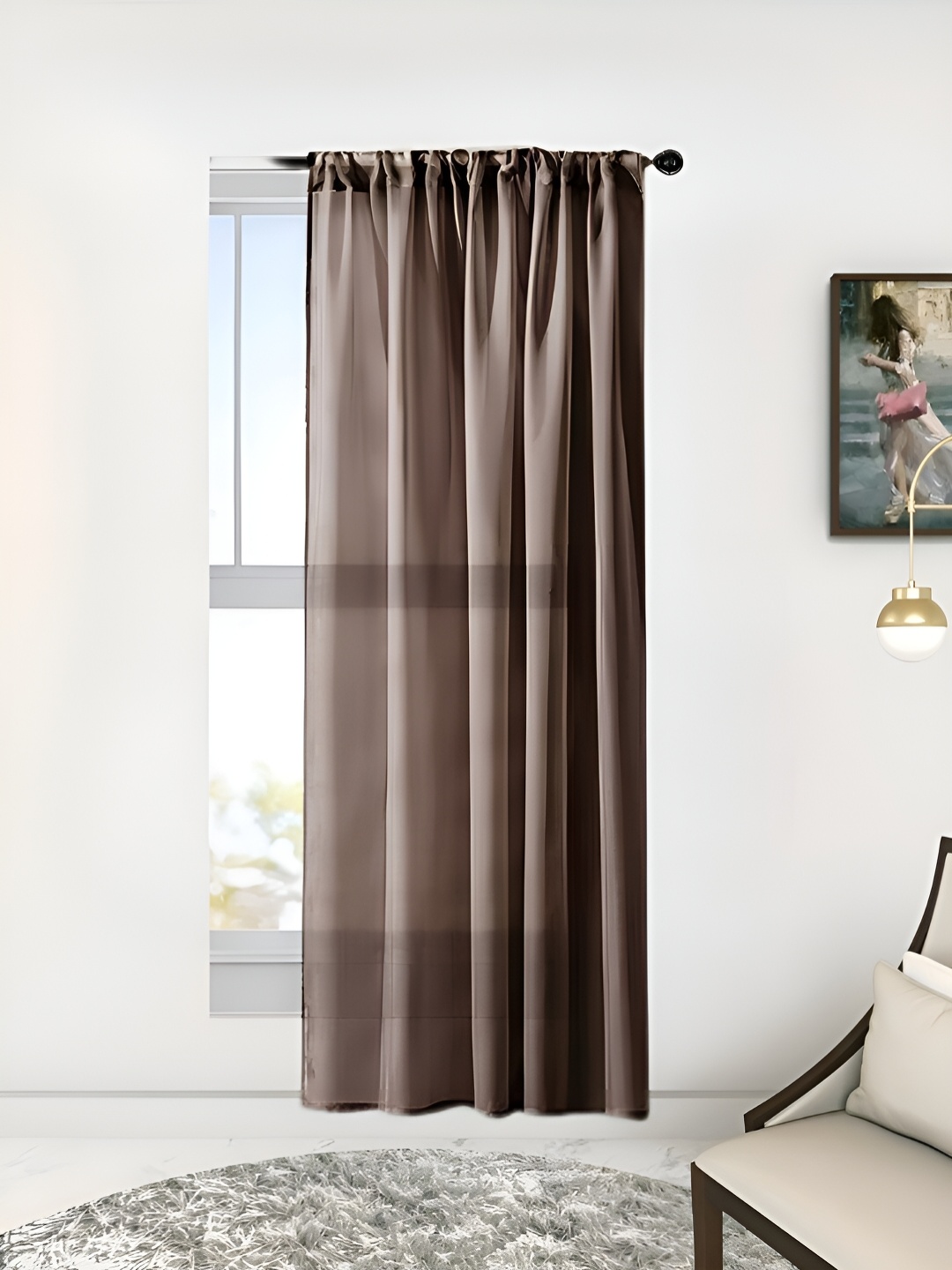 

THE CONVERSION Brown Sheer Long Door Curtain