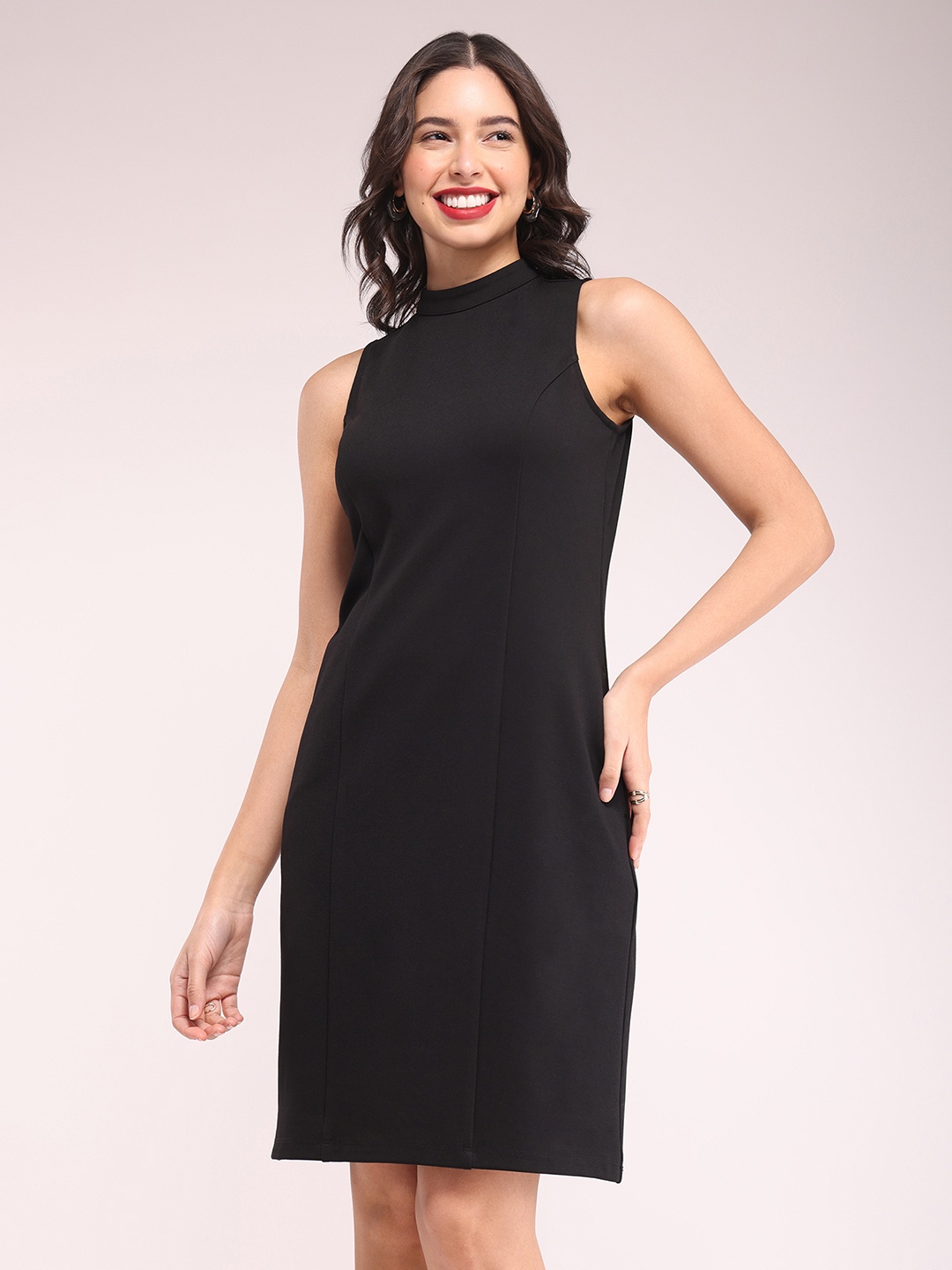 

FableStreet High Neck Sheath Dress, Black