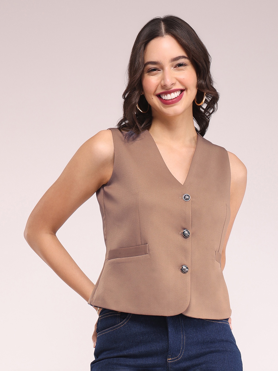 

FableStreet V-Neck Waistcoat, Brown
