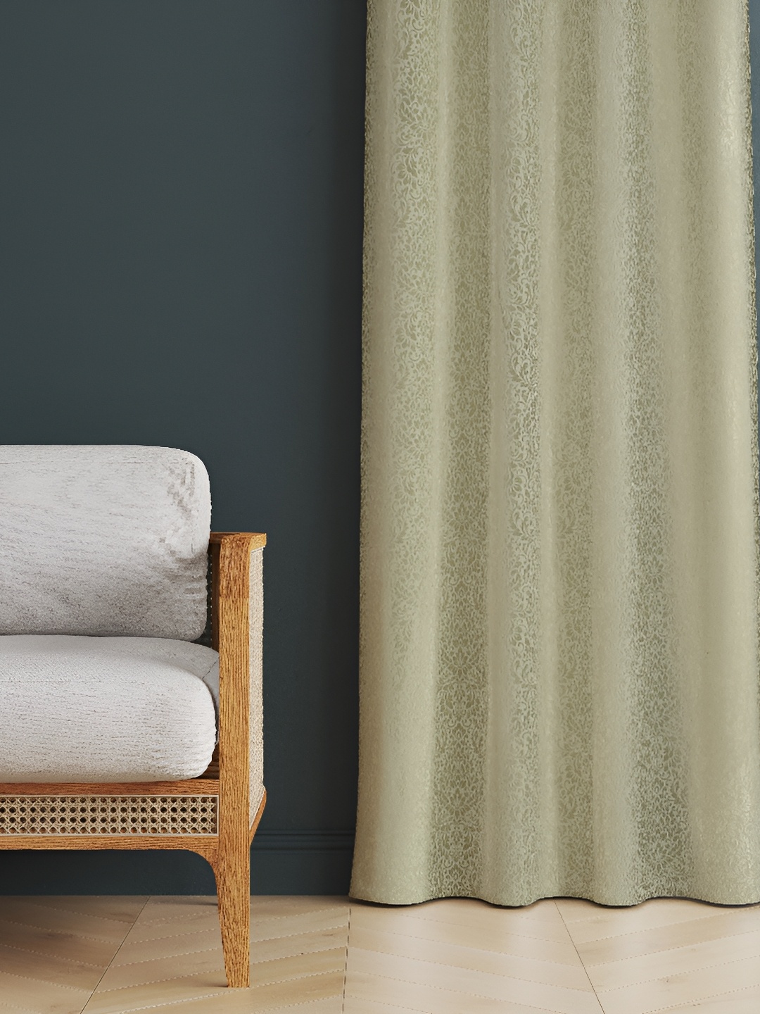 

luchom Beige Room Darkening Abstract Print Long Door Curtain