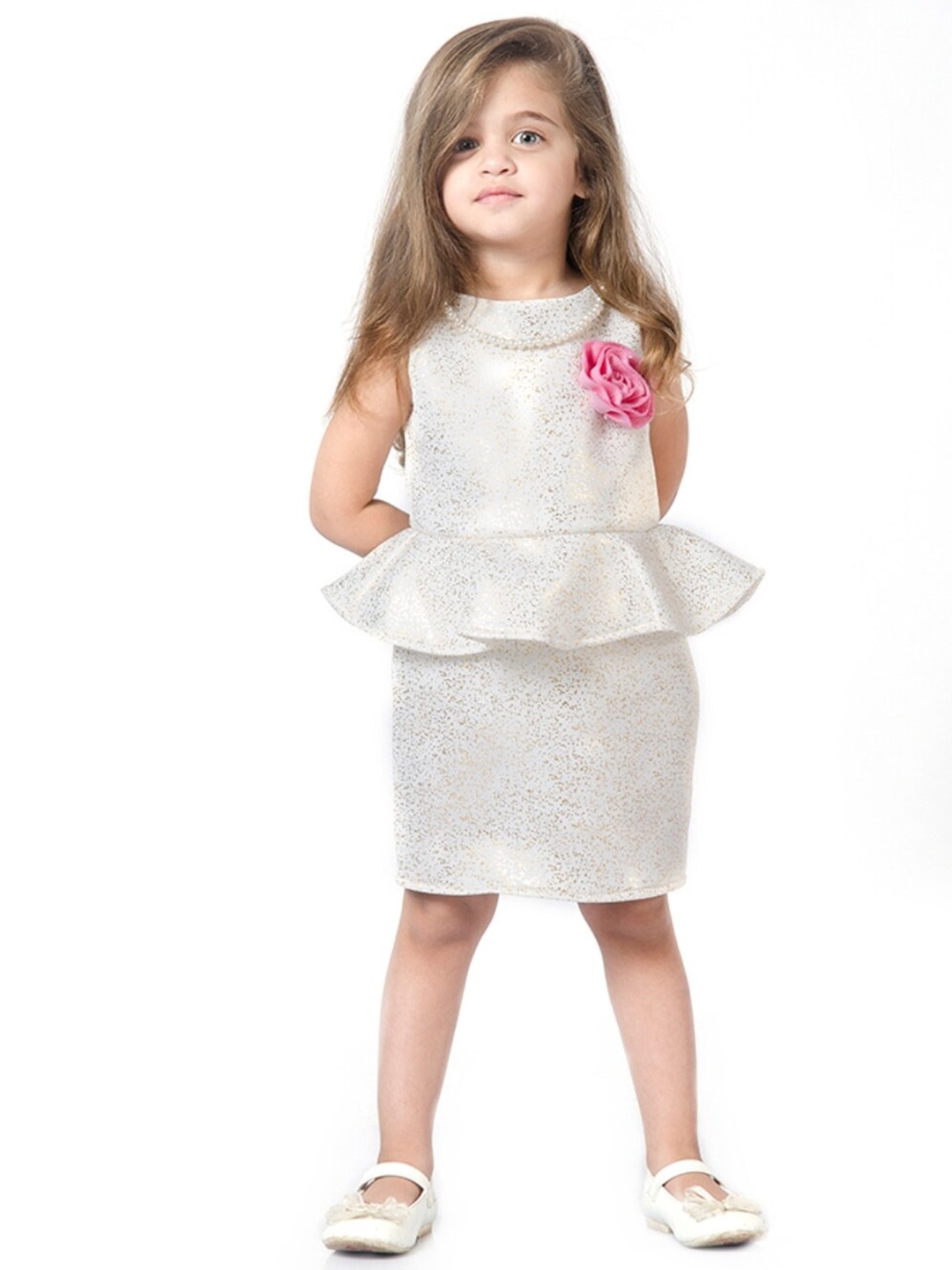 

BAESD Girls Scuba Peplum Dress, Cream