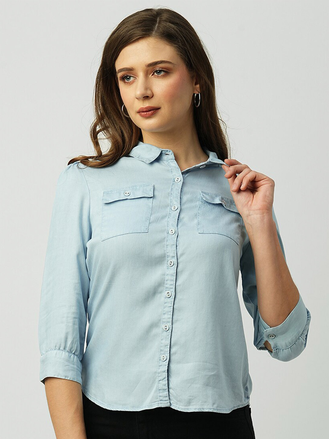 

Kraus Jeans Slim Fit Denim Casual Shirt, Blue