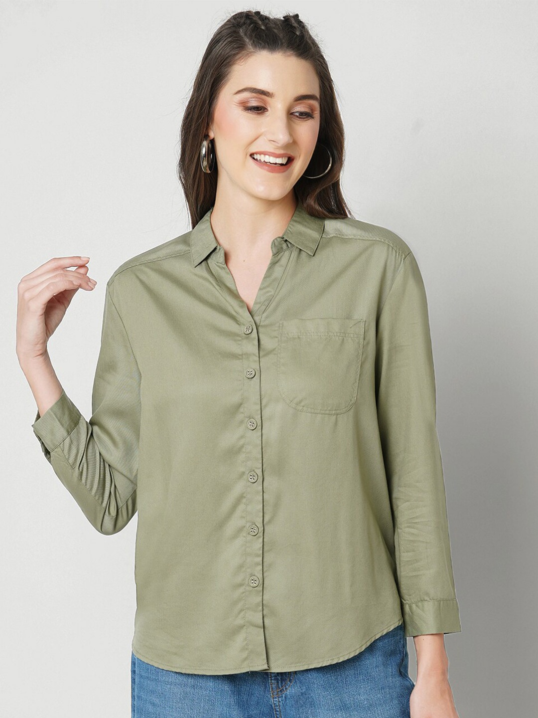 

Kraus Jeans Slim Fit Long Sleeves Casual Shirt, Olive
