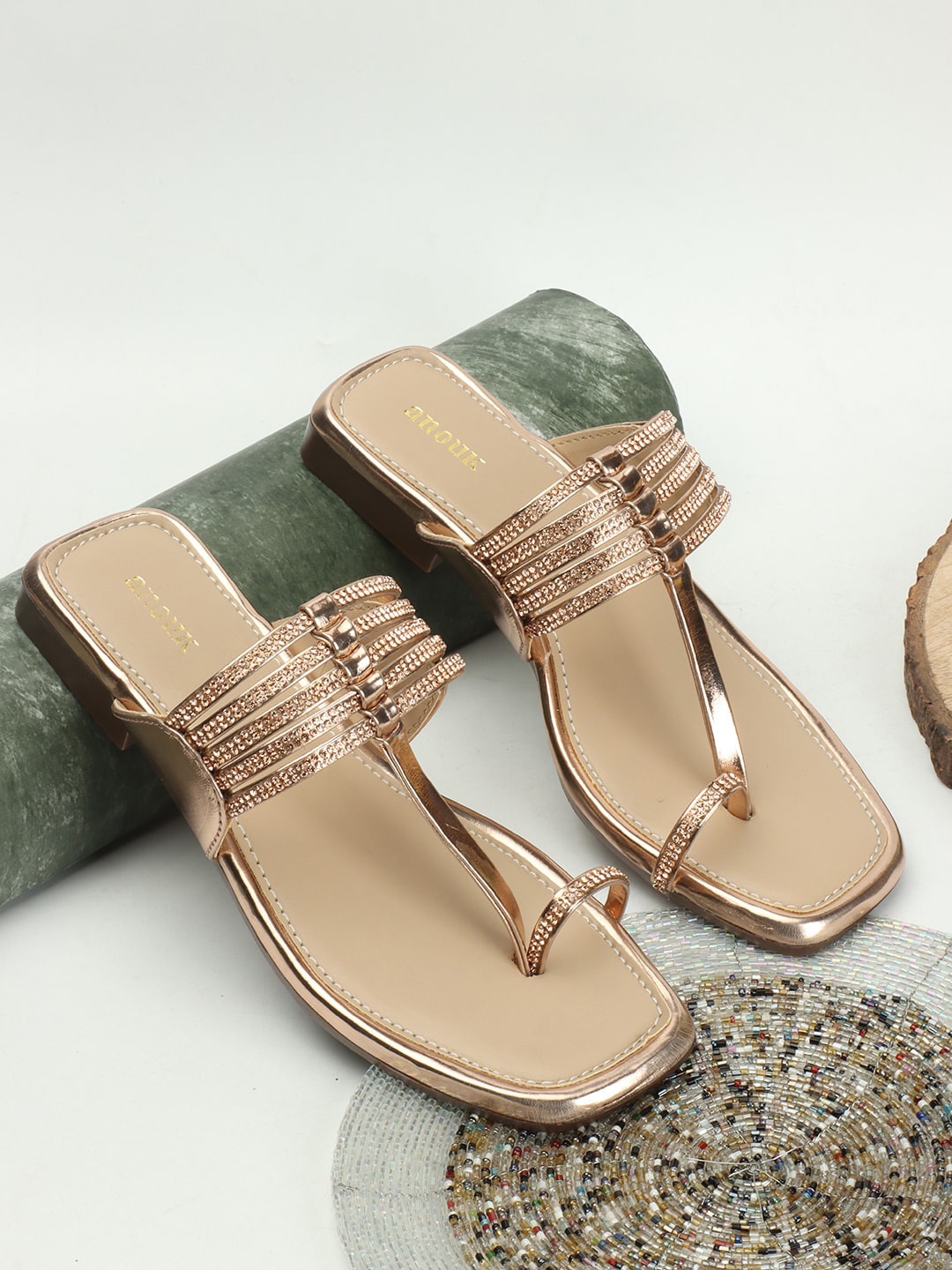 

Anouk Embellished One Toe Flats, Gold