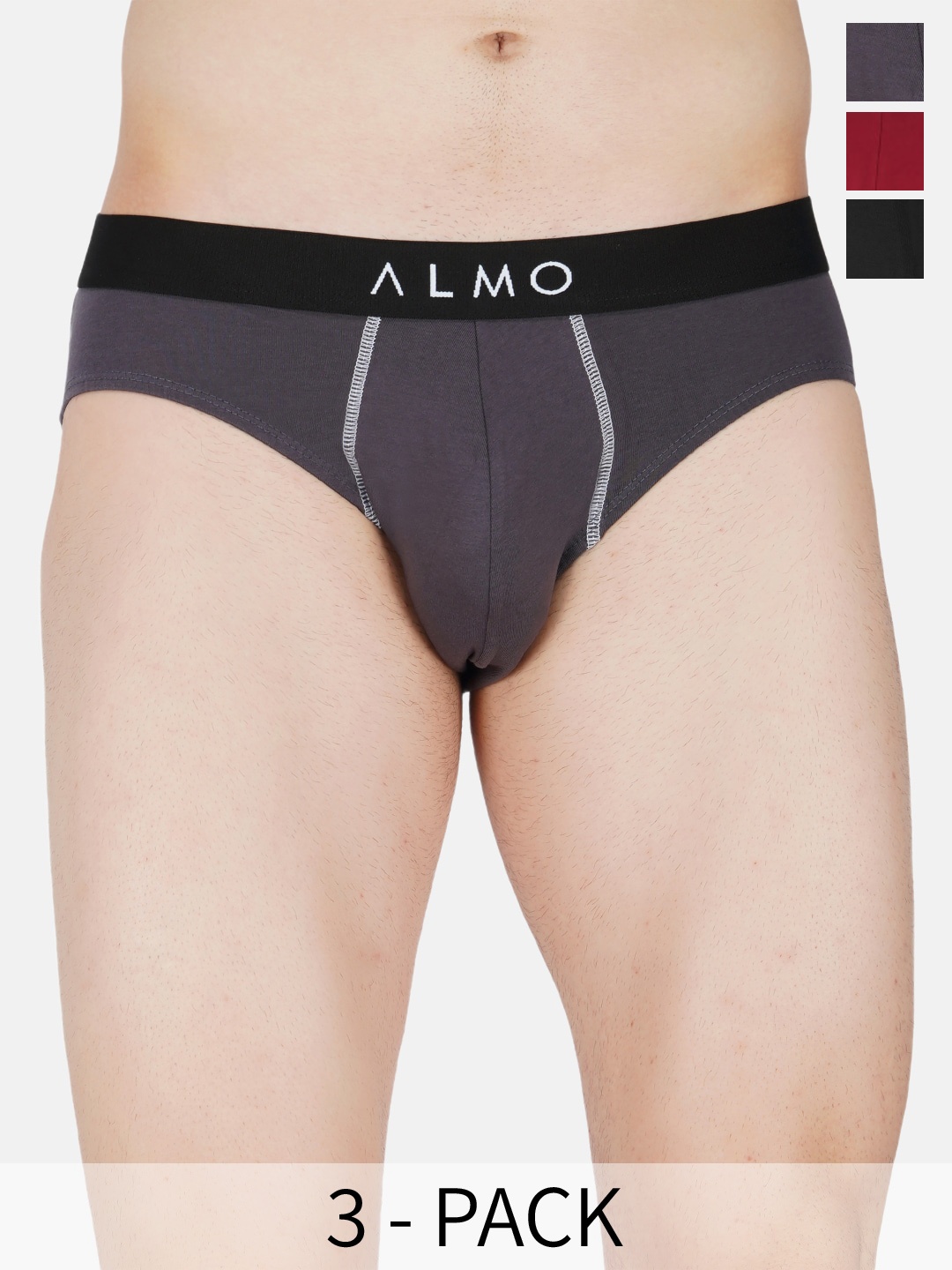 

Almo Wear Pack Of 5 Cotton Anti-Microbial Basic Briefs CE-B-BGBLROL, Black