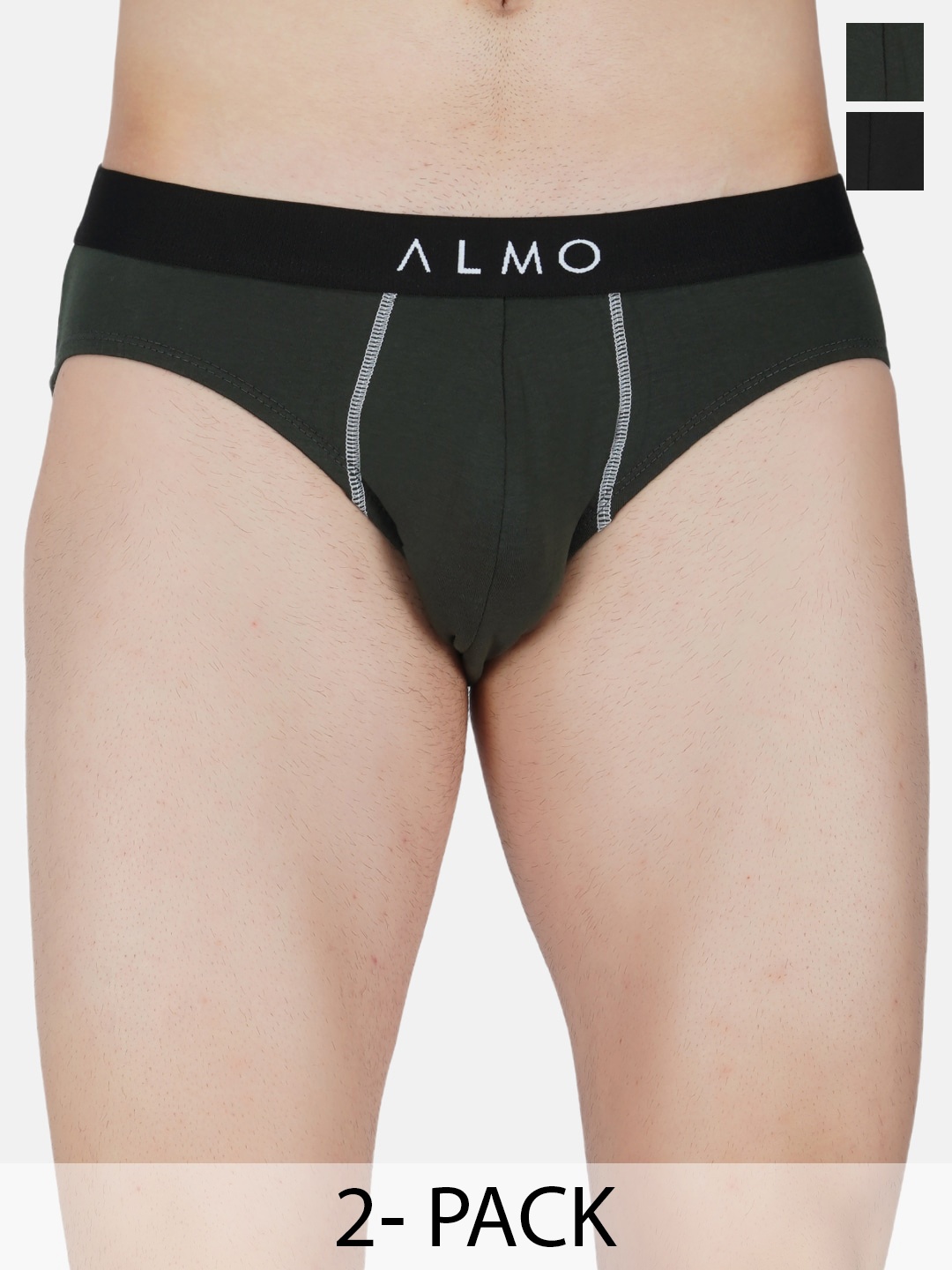 

Almo Wear Pack Of 2 Mid Rise Hipster Briefs CE-B-BOL, Black