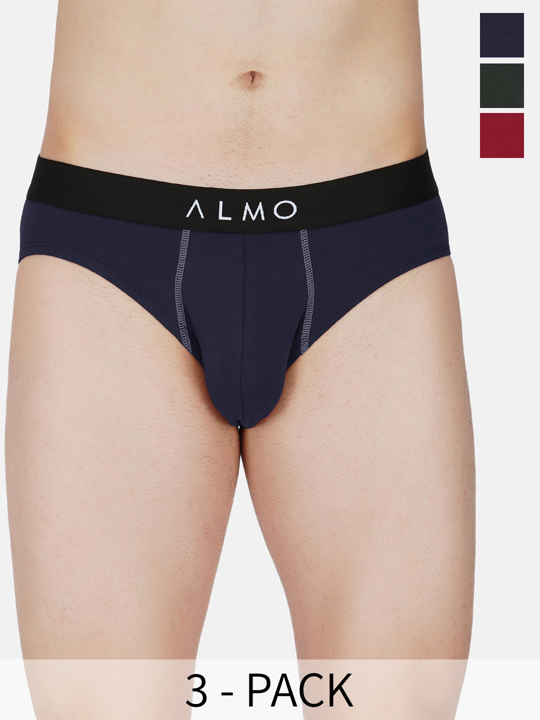 

Almo Wear Pack Of 3 Anti-Bacterial Mid-Rise Basic Briefs CE-B-BLROL, Blue
