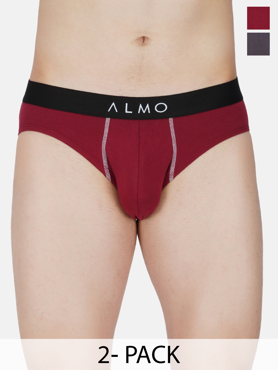 

Almo Wear Pack Of 2 Anti Microbial Mid-Rise Basic Briefs CE-B-GR, Red