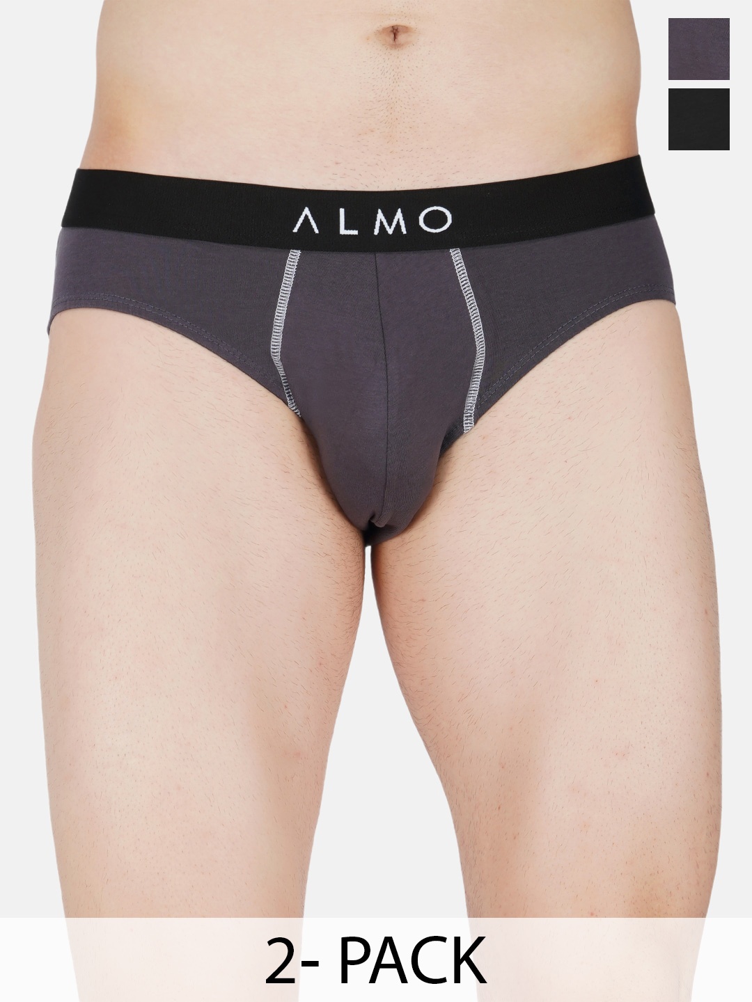 

Almo Wear Pack Of 2 Anti-Microbial Basic Briefs CE-B-BG, Black