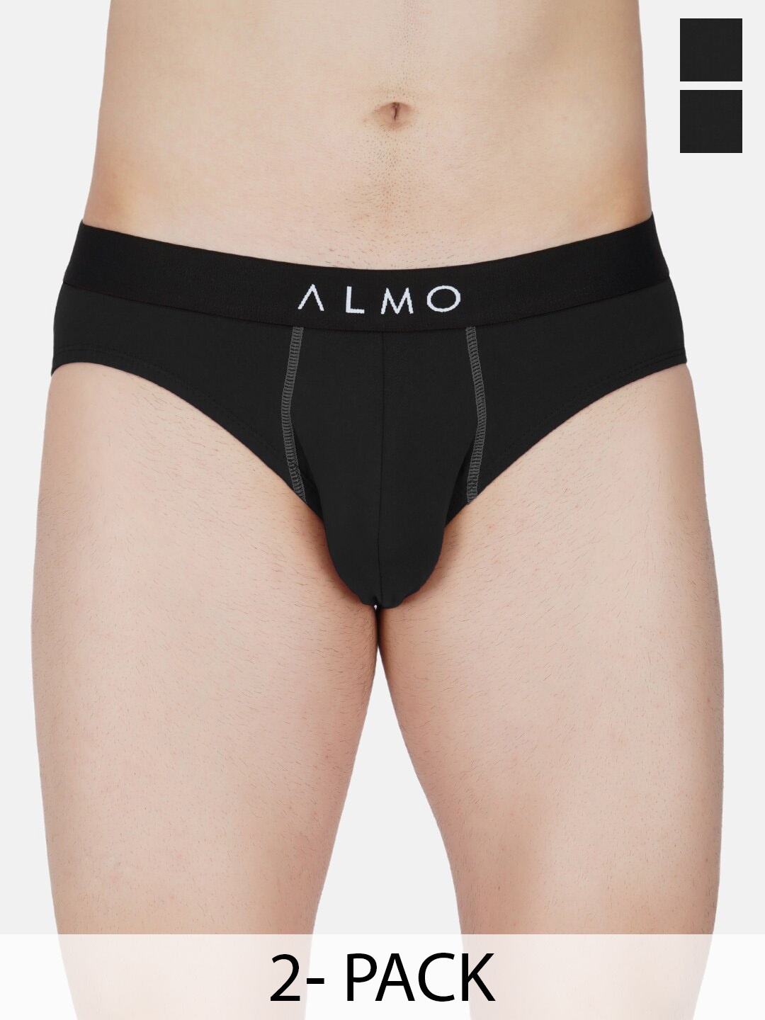 

Almo Wear Pack Of 2 Cotton Anti microbial Basic Briefs CE-B-BB, Black