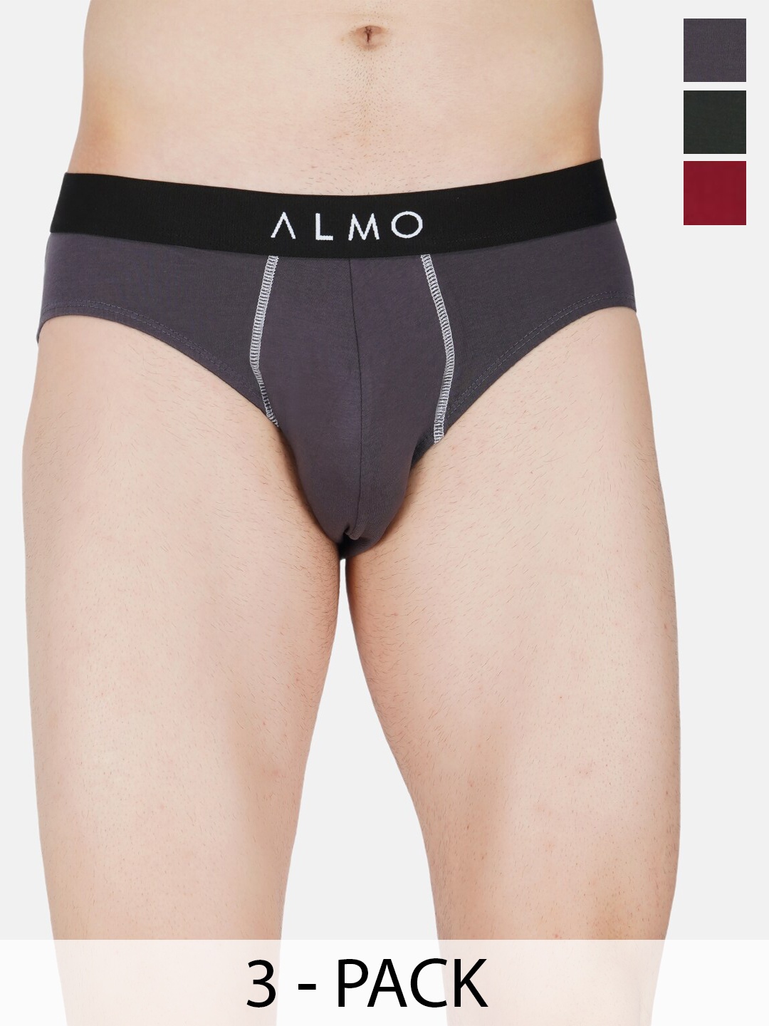 

Almo Wear Pack Of 3 Cotton Antimicrobial Basic Briefs CE-B-GROL, Olive