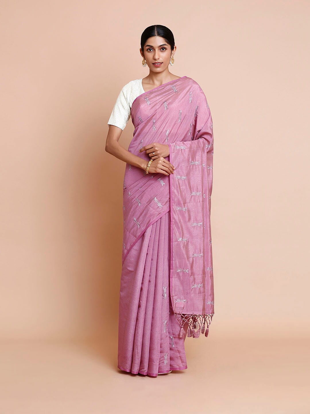 

Kalyan Silks Ethnic Motifs Embroidered Paithani Saree, Pink