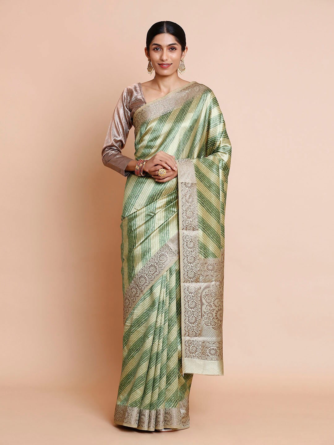 

Kalyan Silks Printed Muga Cotton Saree, Green