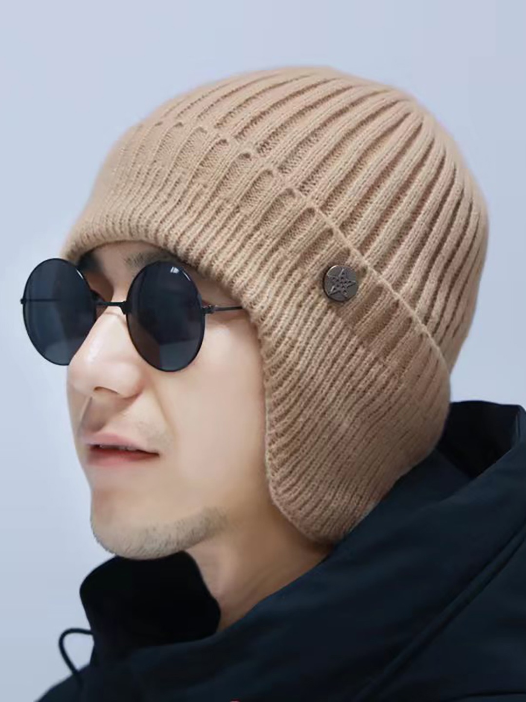 

SYGA Self Design Woollen Beanie, Coffee brown