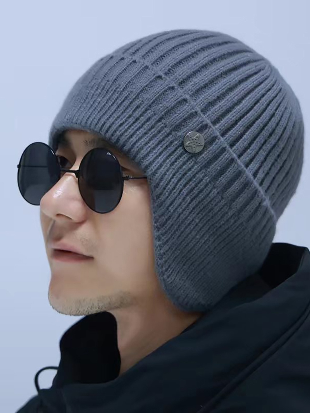 

SYGA Self Design Woollen Beanie, Grey