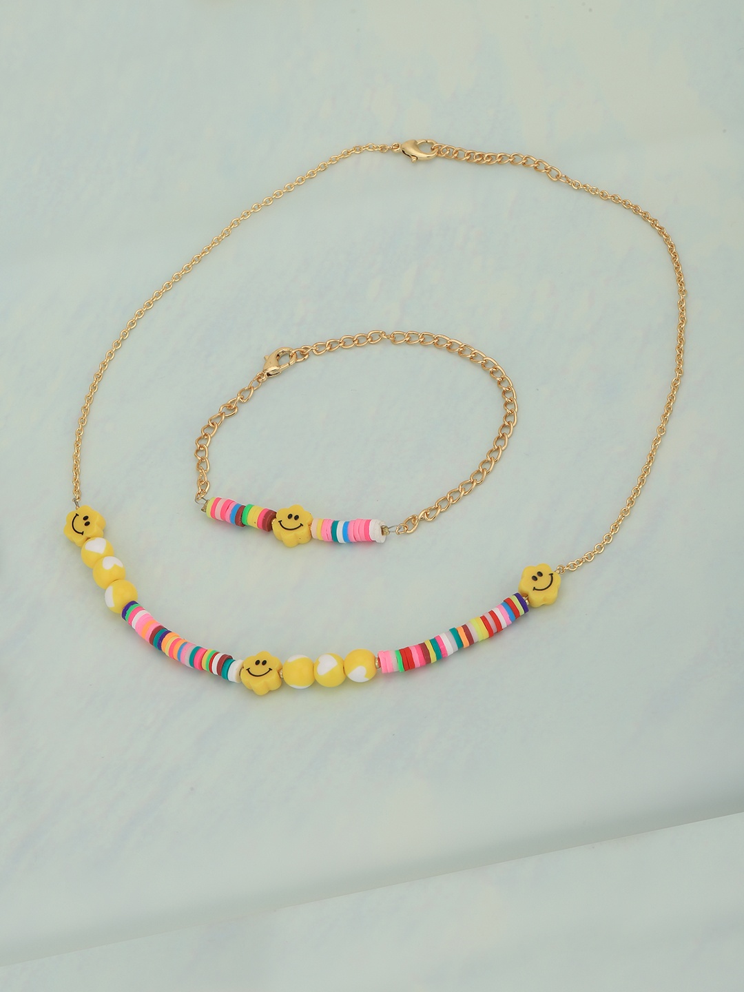 

Carlton London Gold-Plated Smiley Beaded Jewellery Set, Multi