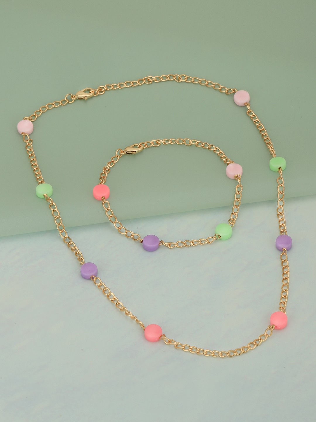 

Carlton London Girls Gold-Plated Bead Jewellery Set, Multi