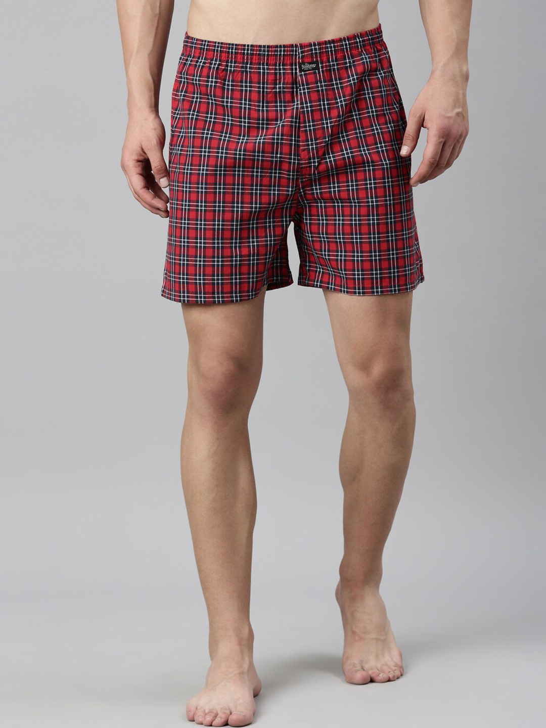 

The Roadster Lifestyle Co. Red Chekced Pure Cotton Boxers
