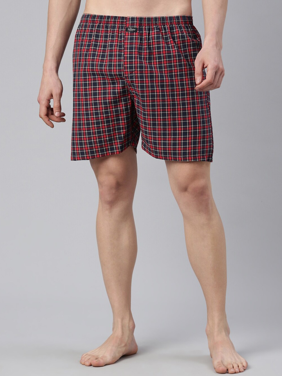 

The Roadster Lifestyle Co. Maroon and Navy Blue Checked Pure Cotton Boxers