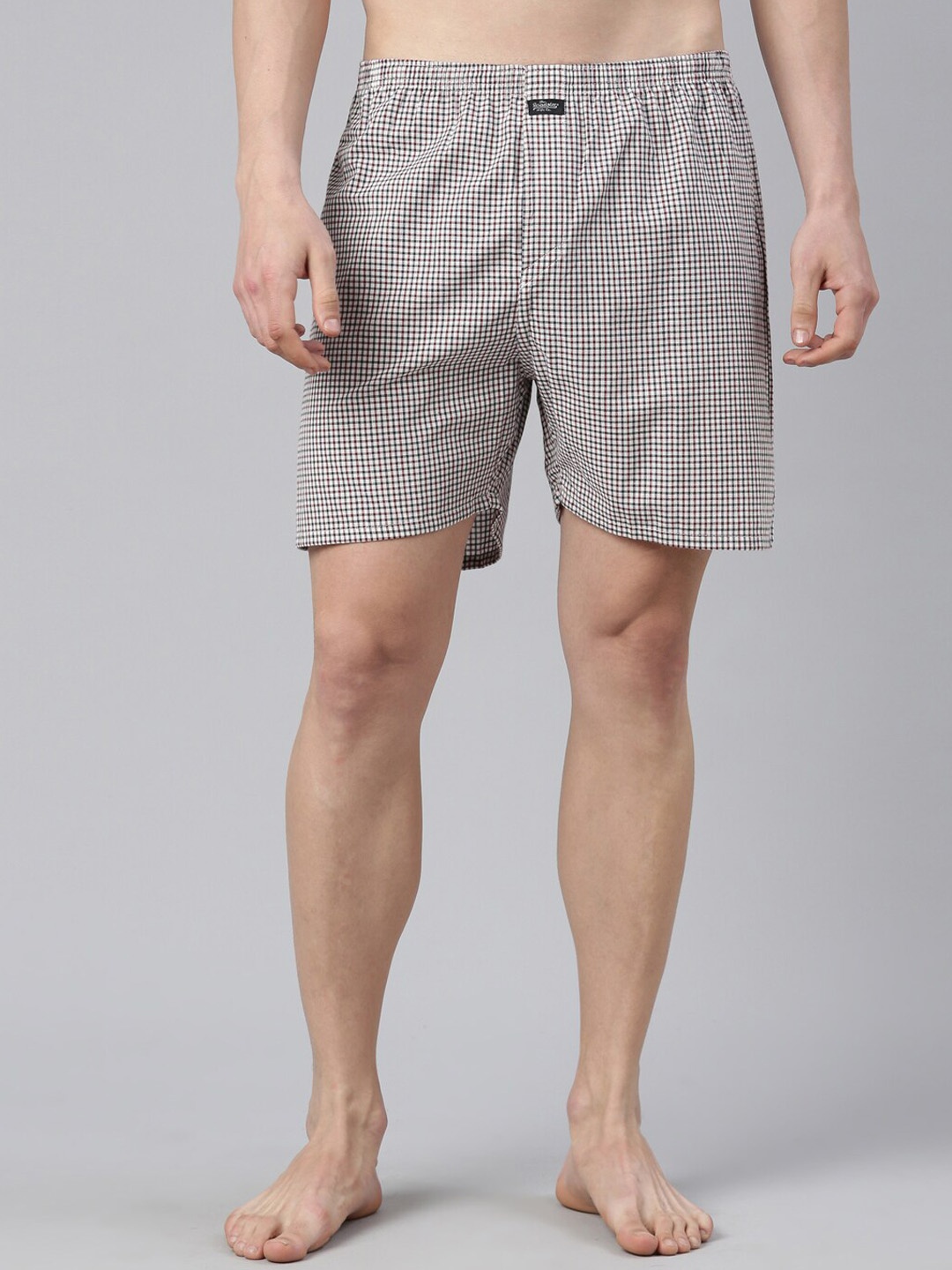 

The Roadster Lifestyle Co. White & Black Checked Pure Cotton Boxers