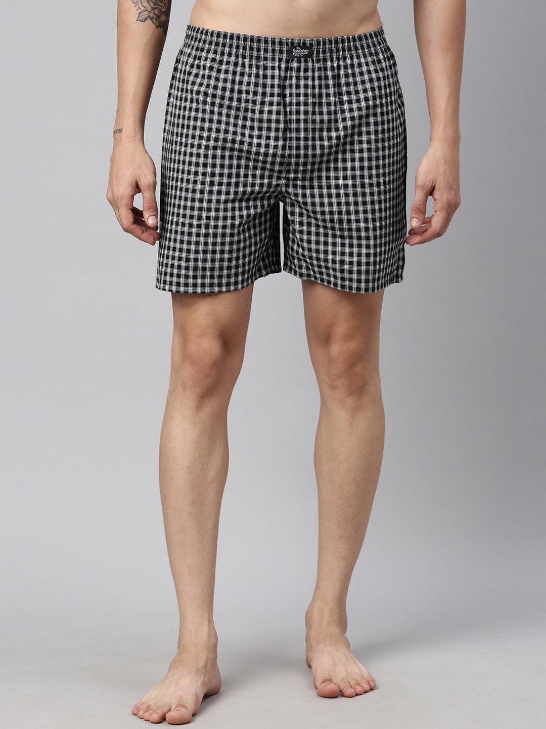 

The Roadster Lifestyle Co. Checked Pure Cotton Boxers RR-BC-JB142, Black