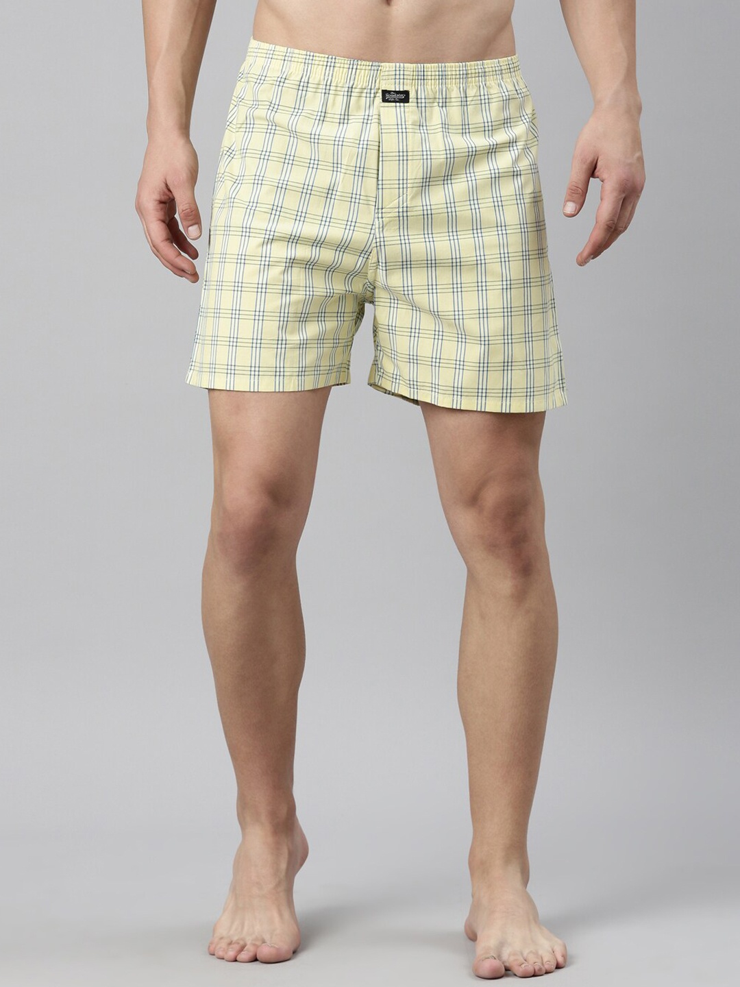 

The Roadster Lifestyle Co. Yellow Checked Pure Cotton Boxers RR-BC-JT12