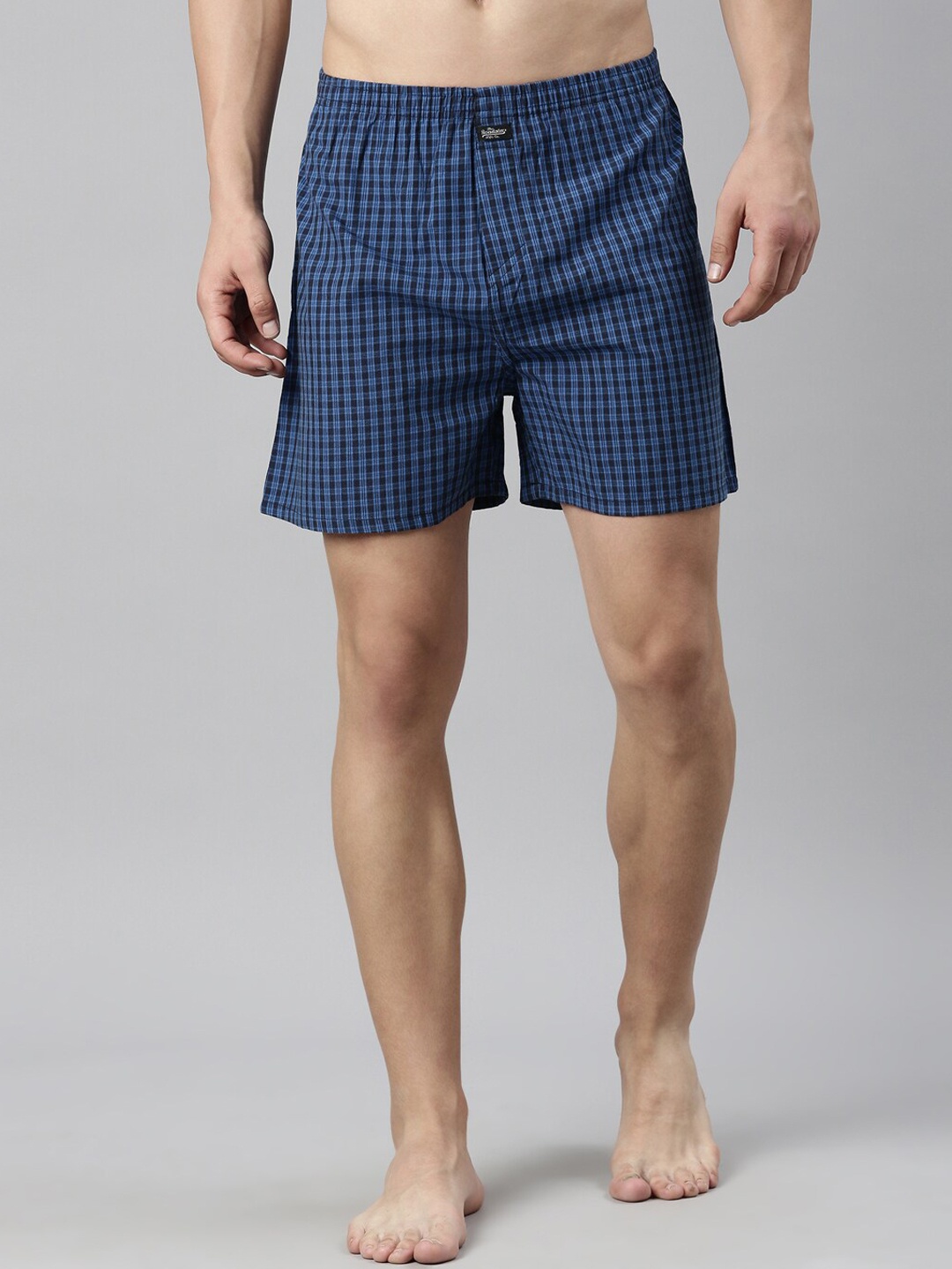 

The Roadster Lifestyle Co. Blue Checked Pure Cotton Boxers