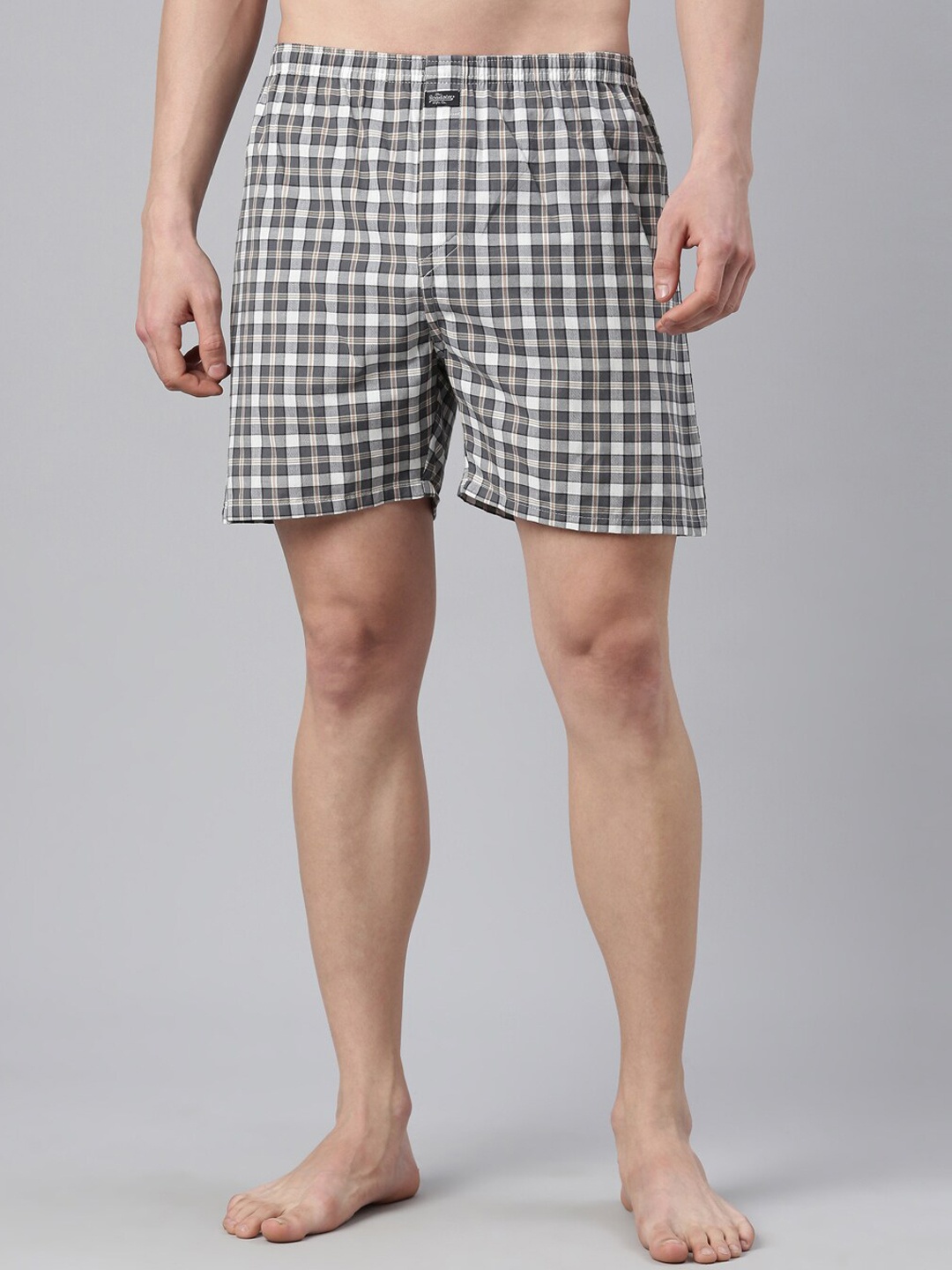 

The Roadster Lifestyle Co. Checked Pure Cotton Boxers RR-BC-JB23, White