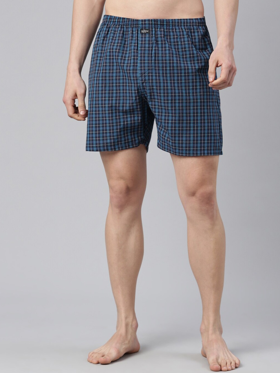 

The Roadster Lifestyle Co. Blue Checked Pure Cotton Boxers RR-BC-JB26