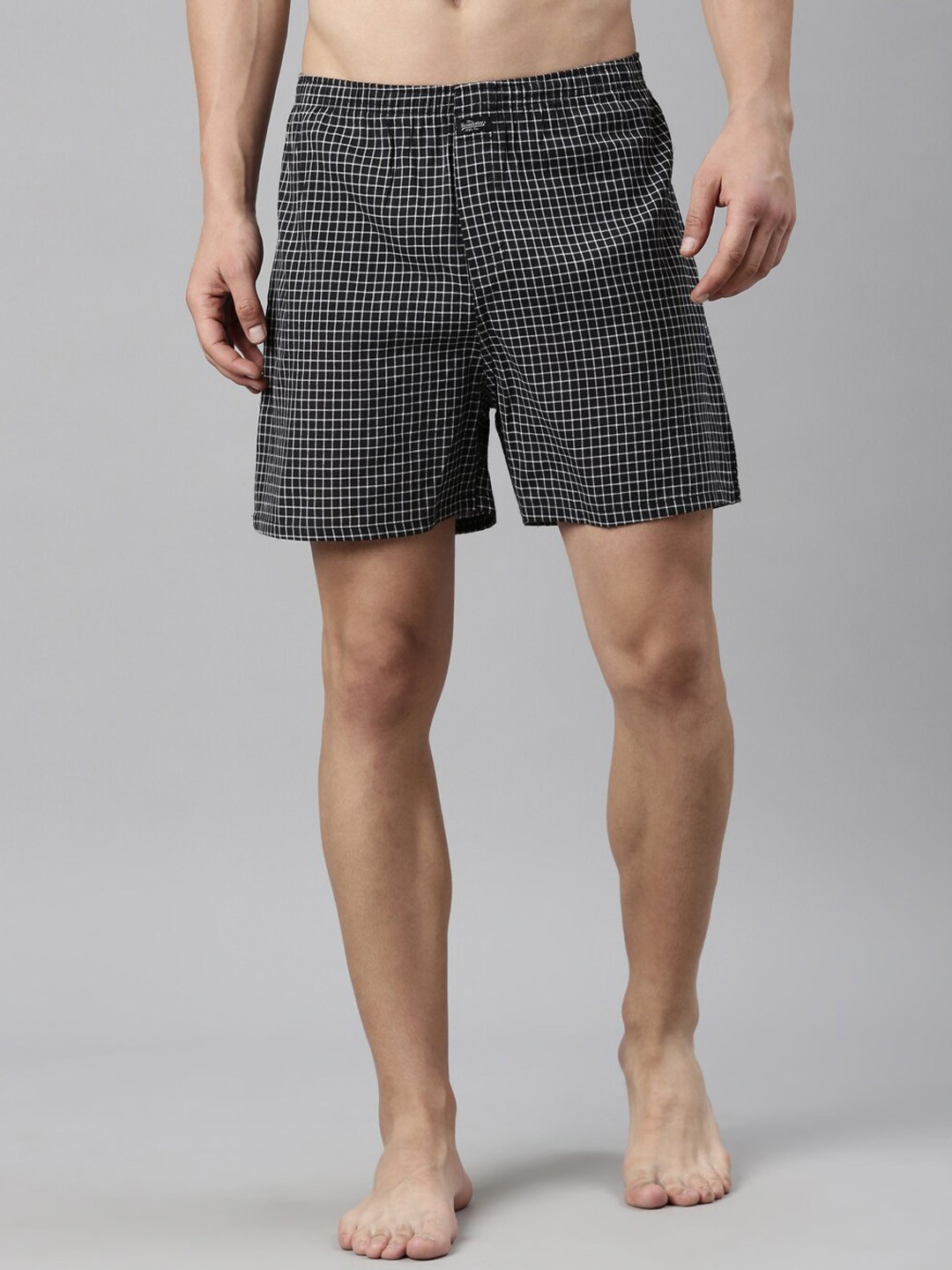 

The Roadster Lifestyle Co. Checked Pure Cotton Boxers RR-BC-JB42, Black